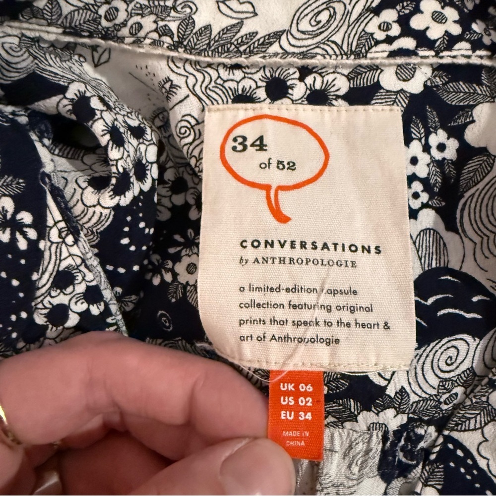 Anthropologie 34 of 52 Conversations Floral Long Sleeve Dress - Picture 5 of 8